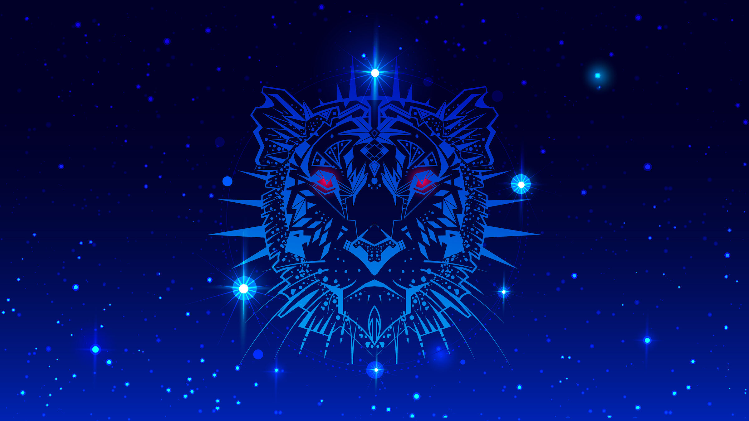 Year of water tiger 2022 head animal symbol ornament in night starry sky